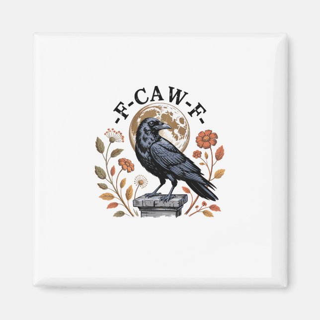 F-Caw-F Raven Moon Gothic Halloween Crow Bird Love Magnet (Vorne)