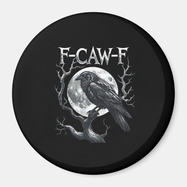 F-Caw-F Raven Moon Gothic Halloween Crow Bird Love Magnet (Vorne)
