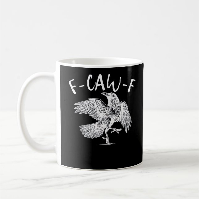 F-Caw-F Raven Vintage-Grafik Kaffeetasse (Links)