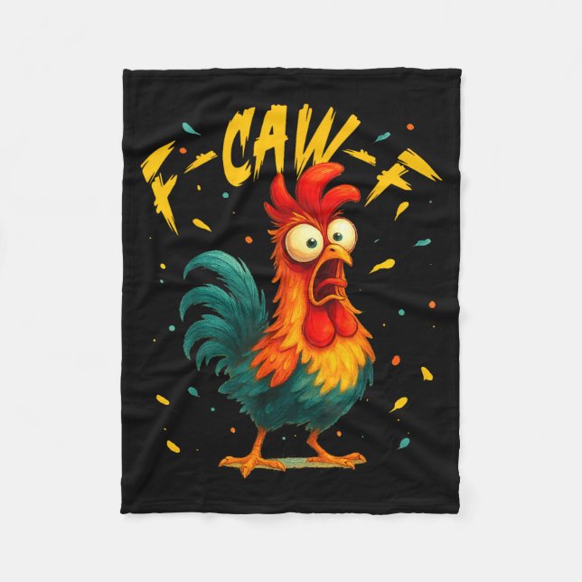 F Caw F Rooster Funny Bird Chicken Whisperer Fawk  Fleecedecke (Vorderseite)