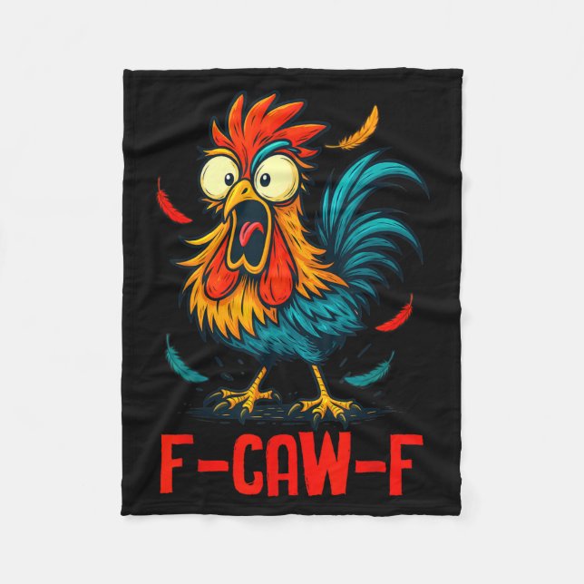 F-caw-f Rooster Meme Funny Chicken Humor Joke Fcaw Fleecedecke (Vorderseite)