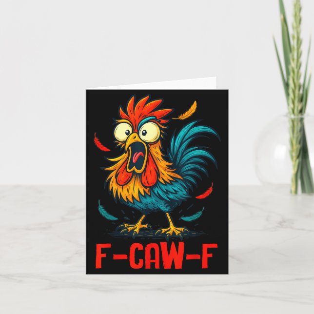 F-caw-f Rooster Meme Funny Chicken Humor Joke Fcaw Karte (Vorderseite)