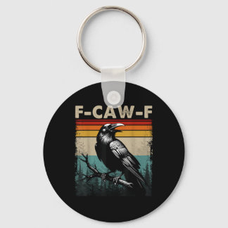 F-caw-f Schwarze Krähe Schwarzer Vogel Retro Sonne Schlüsselanhänger