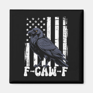 F Caw F Schwarze Krähe Schwarzer Vogel Retro USA-F Magnet
