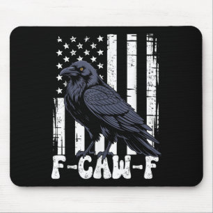 F Caw F Schwarze Krähe Schwarzer Vogel Retro-USA-F Mousepad