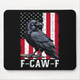F-caw-f Schwarze Krähe Schwarzer Vogel Retro-USA-F Mousepad