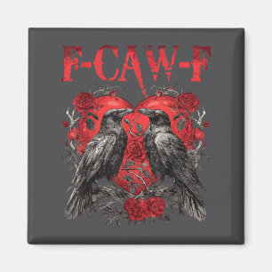 F-caw-f Schwarze Krähe Schwarzer Vogel Rosen Herz Magnet