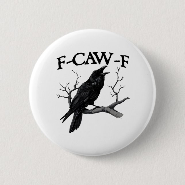 F Caw F Vintage Grafik Klassiker Button (Vorderseite)