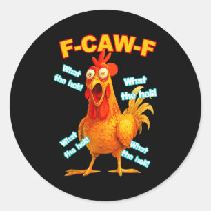 F-caw-f Was das Heli-Huhn Lustiges Meme Vintage Runder Aufkleber