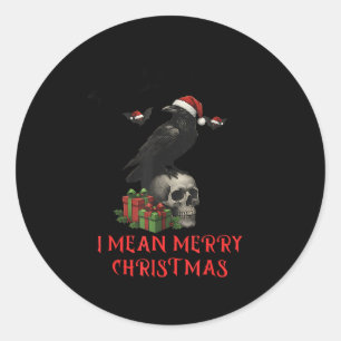 F-caw-f Weihnachtskrähe Lustiger gothischer Weihna Runder Aufkleber
