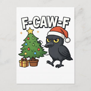 F-caw-f Weihnachtsrabe Krähe Xmas Baum Meme  Feiertagspostkarte