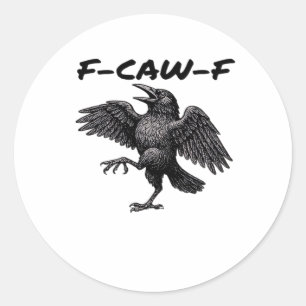 F Caw F Wesentlicher Vintage-Grafik-Look Runder Aufkleber