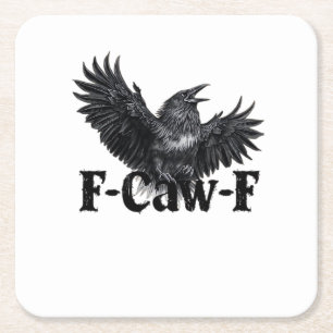 F-Caw-F Wütender Raben Kunst Druck Gothic Crow Ill Rechteckiger Pappuntersetzer