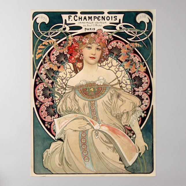 F. Champenois von Alfons Mucha - Art Nouveau Poster (Vorne)