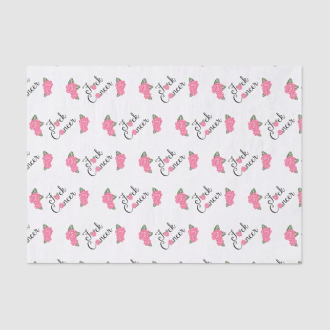 F*ck Krebs-Skript mit rosa Rosen-Seidenpapier Seidenpapier (Vorderseite)