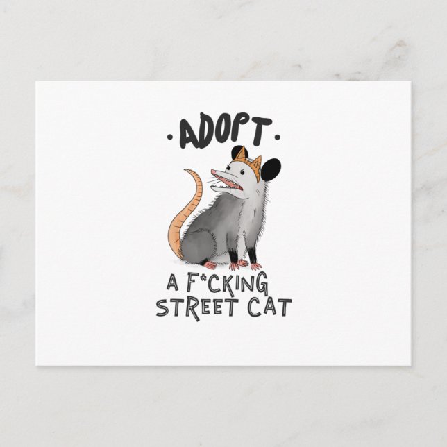 F*CKING STREET CAT adoptiert Postkarte (Vorderseite)
