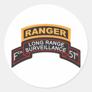 F Co 51. Infanterie LRS Scroll, Ranger Tab Runder Aufkleber
