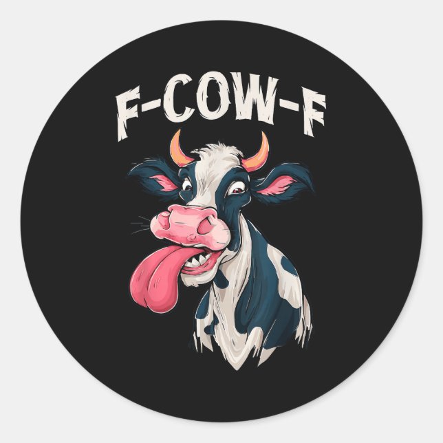 F-cow-f Funny Meme Fcowf Cow Men Women  Runder Aufkleber (Vorderseite)
