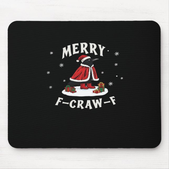 F-Craw-F Crow Christmas F-Caw-F Raven Christmas Cl Mousepad (Vorne)