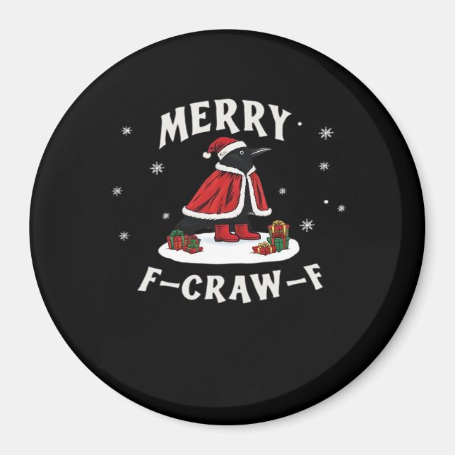 F-Craw-F Krähe Weihnachten F-Caw-F Rabe Weihnachte Magnet (Vorne)