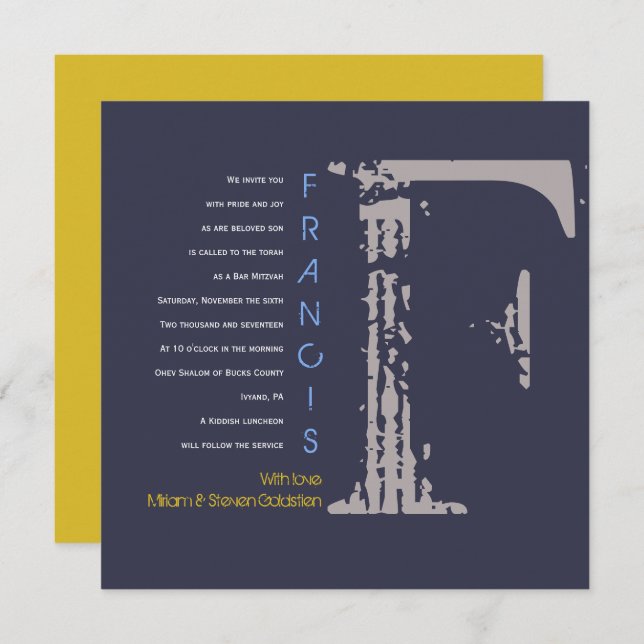 F Einladung zur ersten Sammlung Bat Bar Mitzvah (Vorne/Hinten)