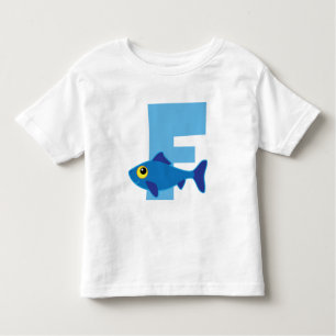 F-Fisch-Blau-Monogramm Kleinkind T-shirt