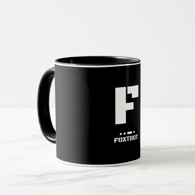 F (Foxtrot) NATO Phonetischer Alphabet & Morse Cod Tasse (Vorderseite Links)