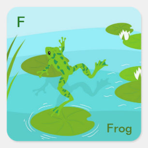 F für Froschsticker Quadratischer Aufkleber