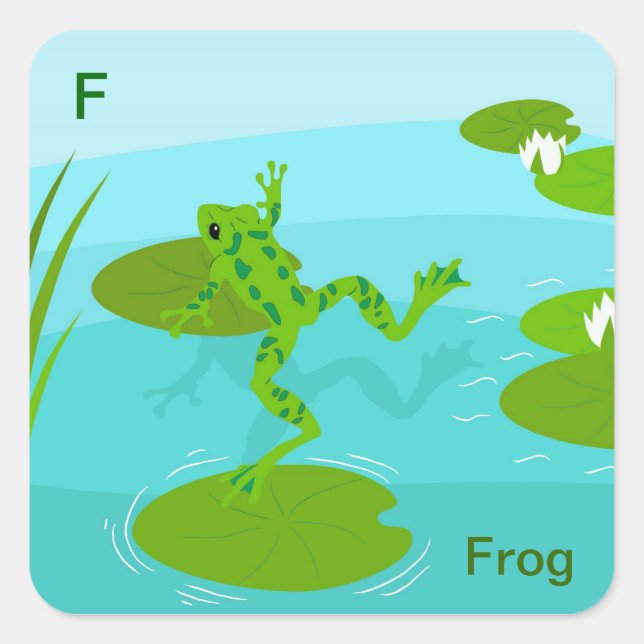 F für Froschsticker Quadratischer Aufkleber (Vorderseite)