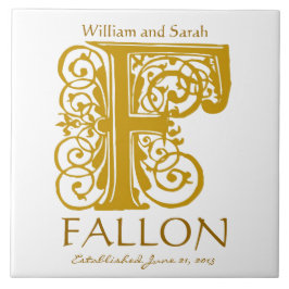F Gold Monogram auf White - Names Wedding Date Til Fliese