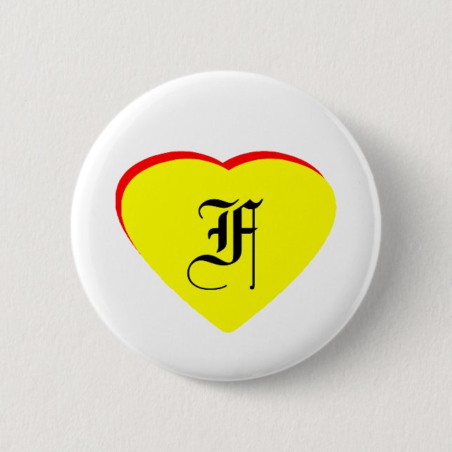 "F" Herz-Gelb-Hochzeit Einladung des MUSEUMS Button (Vorderseite)
