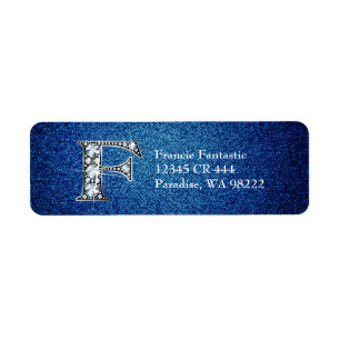 F Imitate Diamond auf Denim Rücksendeadresse Label