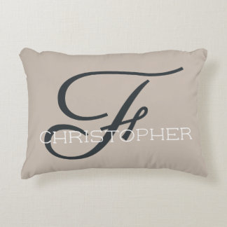 F Initial Personalisiert Name Tan Taupe Neutral Dekokissen