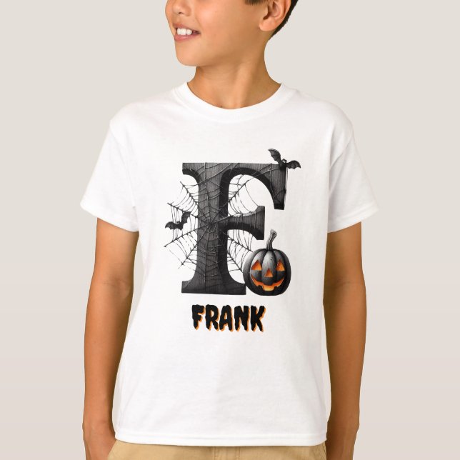 F Initialer Trick oder Treat Süß Halloween T-Shirt (Vorderseite)