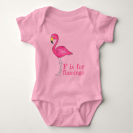 F is for Flamingo Pink Flamingoes Tropical Bird Baby Strampler