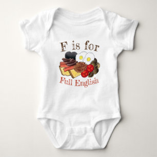 F is for FULL ENGLISH Breakfast UK British Food Baby Strampler