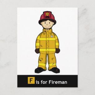 F ist für Fireman Postcard Postkarte