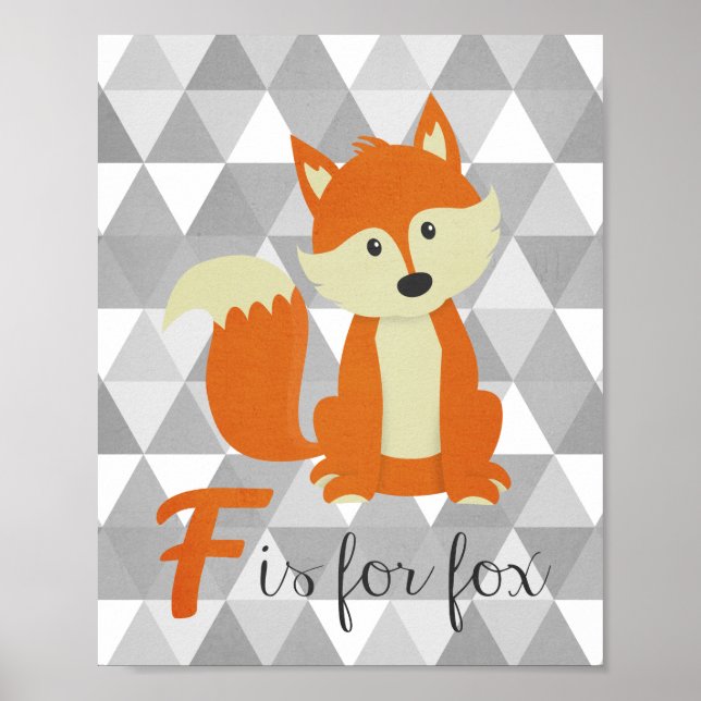 F ist für Fox Kinderzimmer Wall Art Poster (Vorne)