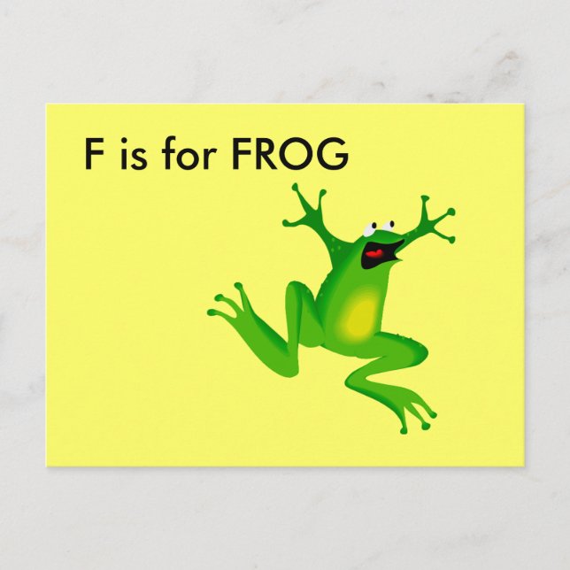 "F" ist für Frog Alphabet Flashcard Postkarte (Vorderseite)
