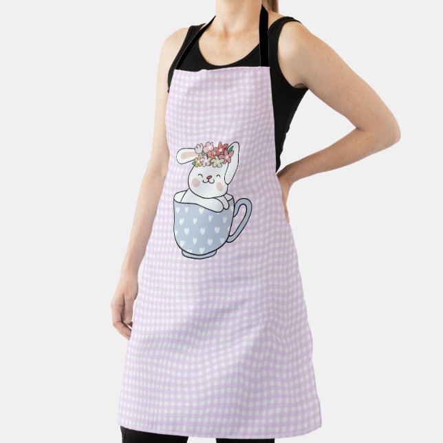 F&L Bunny in A Cup on Gingham All-Over Print Schür Schürze (InSitu)
