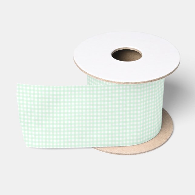 F & L Green Gingham Satinband (Spule)