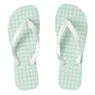 F & L Grün Gingham Flip Flops
