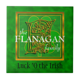 F "Luck of the Irish" Family Custom Monogram Tile Fliese