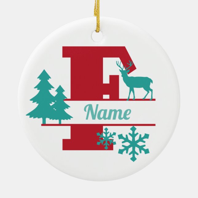F Monogram Anfangs Christmas Holiday Tree Ornament (Hinten)