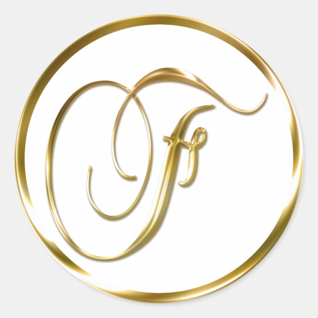 F Monogram Imitate Gold Umschlag oder Günstige Sie Runder Aufkleber (Vorderseite)