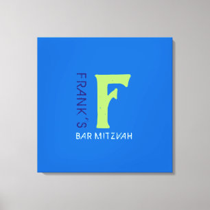 F Monogram, Initial Bar Bat Mitzvah Sign-In Board Leinwanddruck
