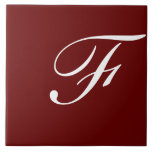 F Monogram Initial White on Maroon Fliese<br><div class="desc">Classic White Letter Monogram on Dark Red Background, F.</div>