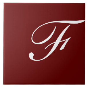 F Monogram Initial White on Maroon Fliese