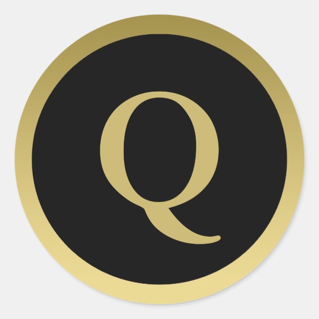 F: Monogram Q Elegant Gold und Black Stickers (Vorderseite)