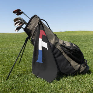 F Monogram überlagert sich auf der NLD-Flagge auf Golfhandtuch